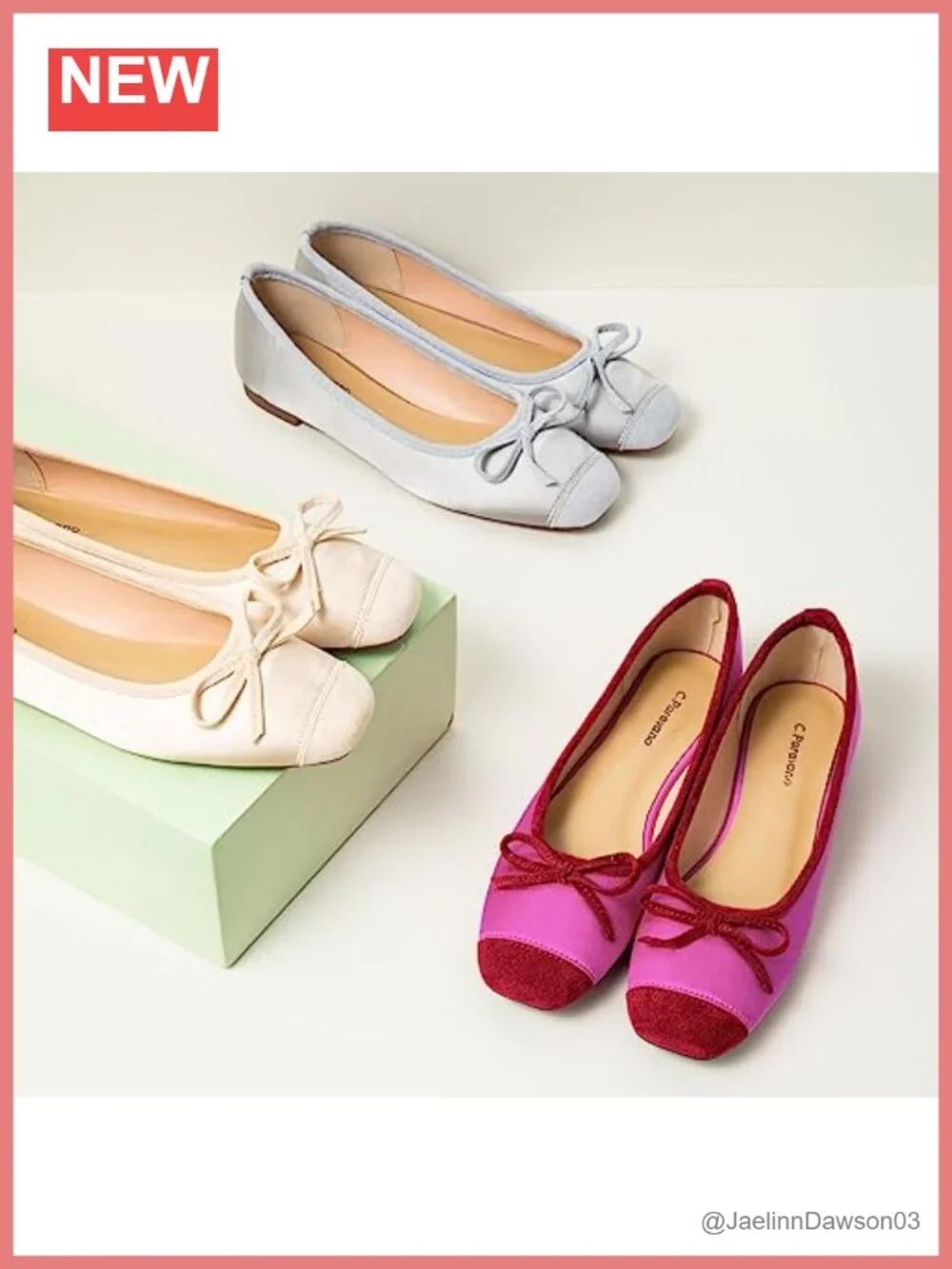 Leather Square Toe Bow Ballet Flats Slip-on Women's Shoes